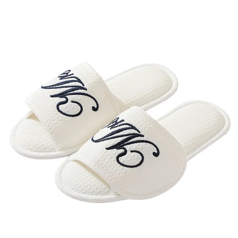 Unisex Soft Wooden Floor Slipper with Magic Tape, Japanese Style Couples Home Slippers for Indoor Use