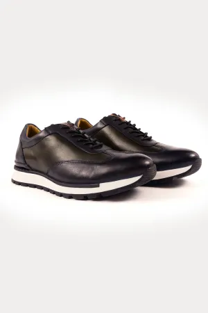 Westminster Leather Smart Trainers in Black