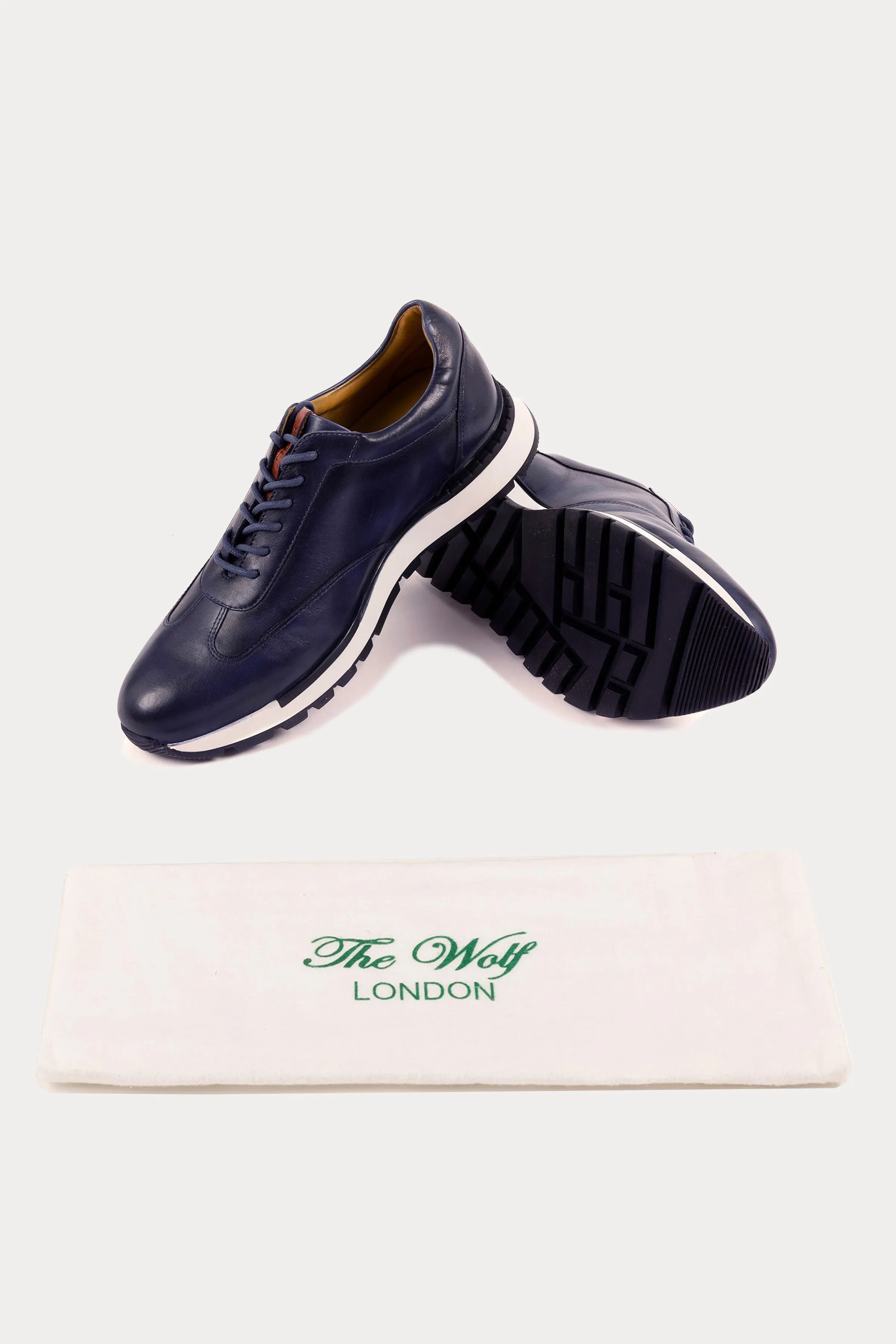 Westminster Leather Smart Trainers in Navy
