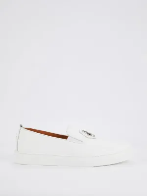 White Monogram Patched Slip On Trainers