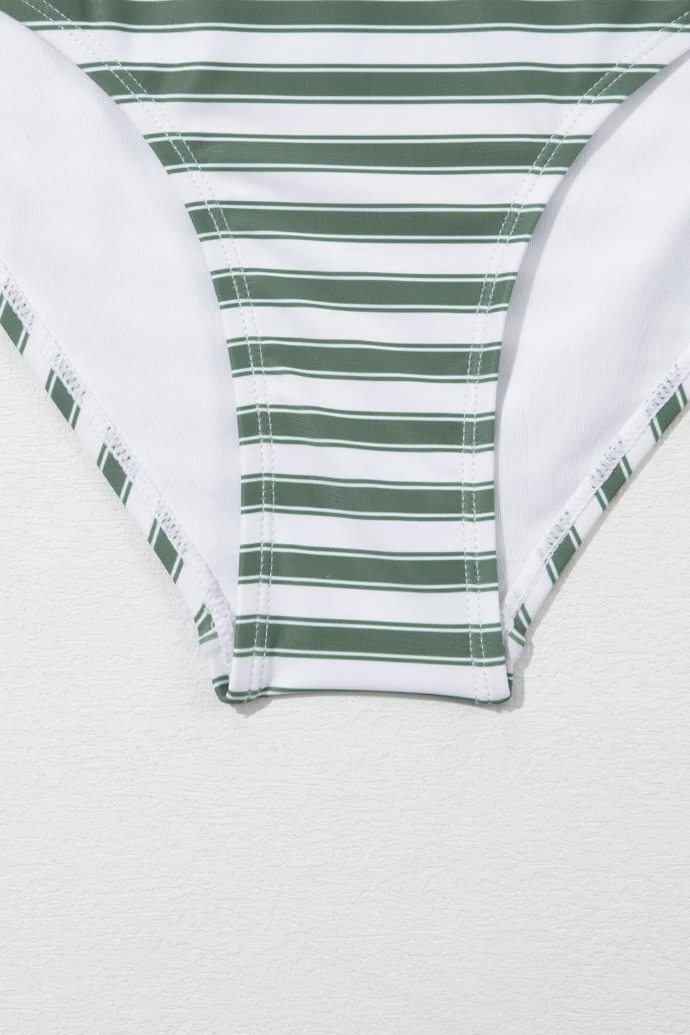 White Stripe Zipped Cut out Racer Back High Waisted Bikini