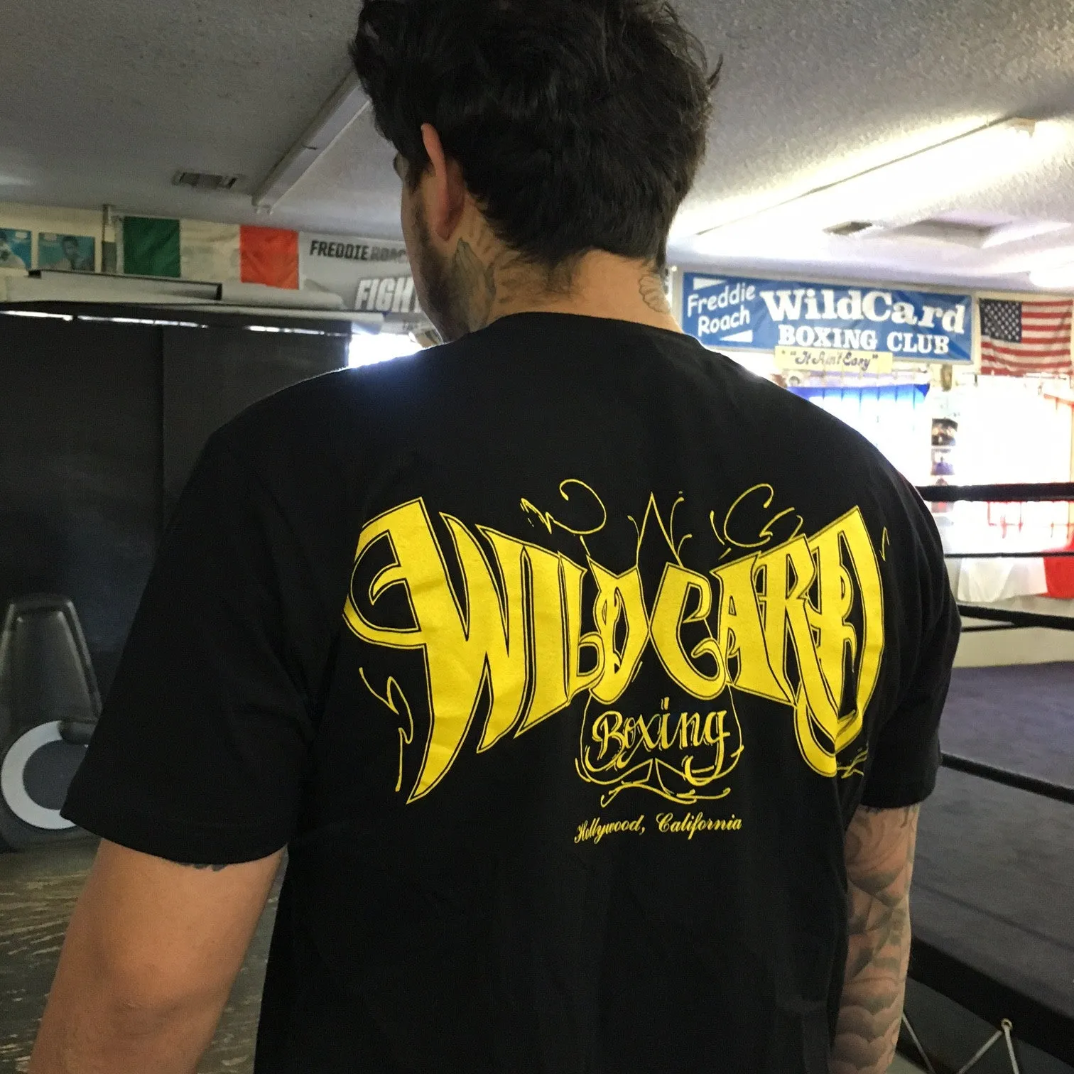 Wild Card Boxing Tag Logo Shirt - Black/Yellow