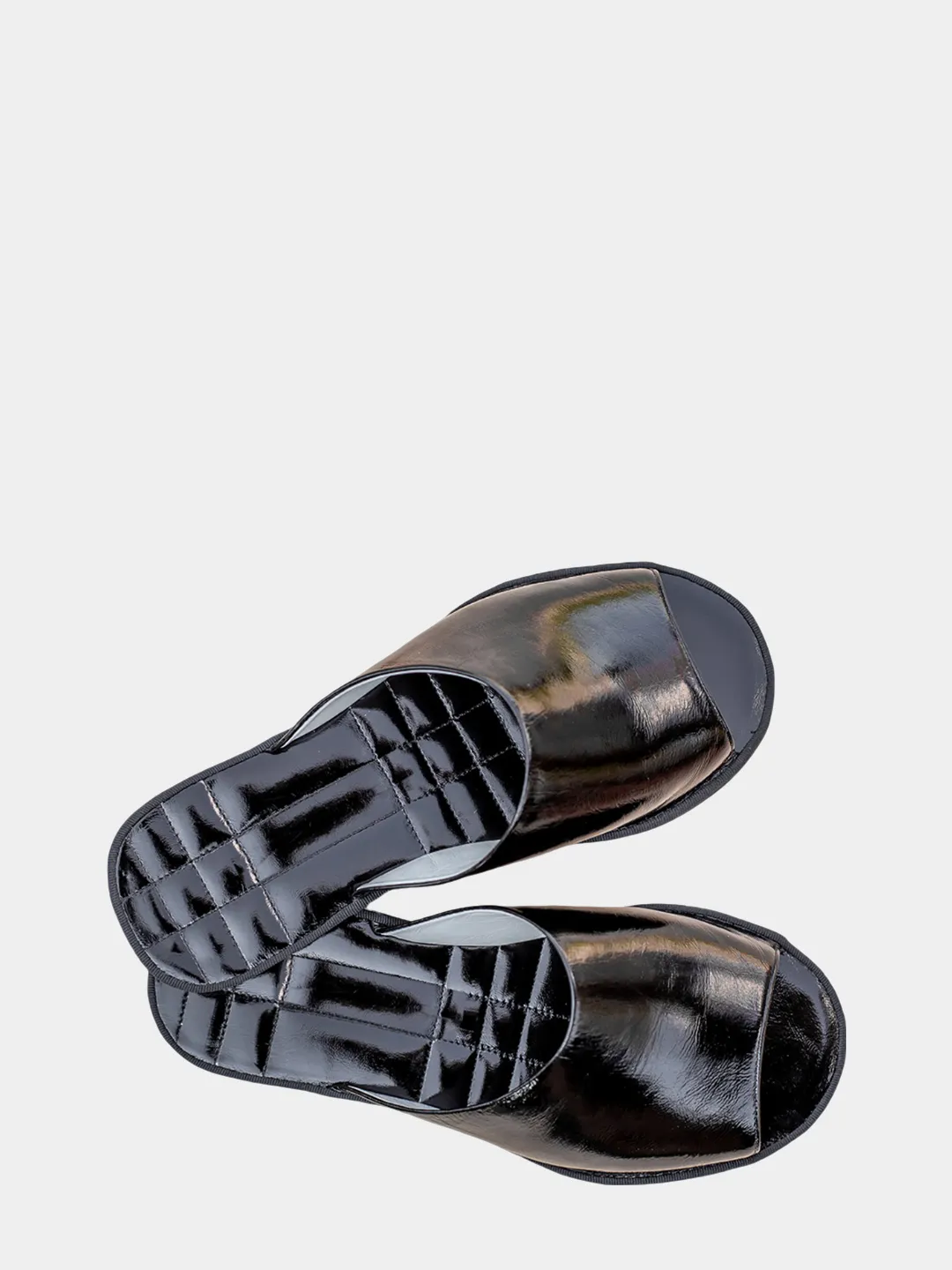 Women's black patent slippers Model 1117 Cowhide Leather