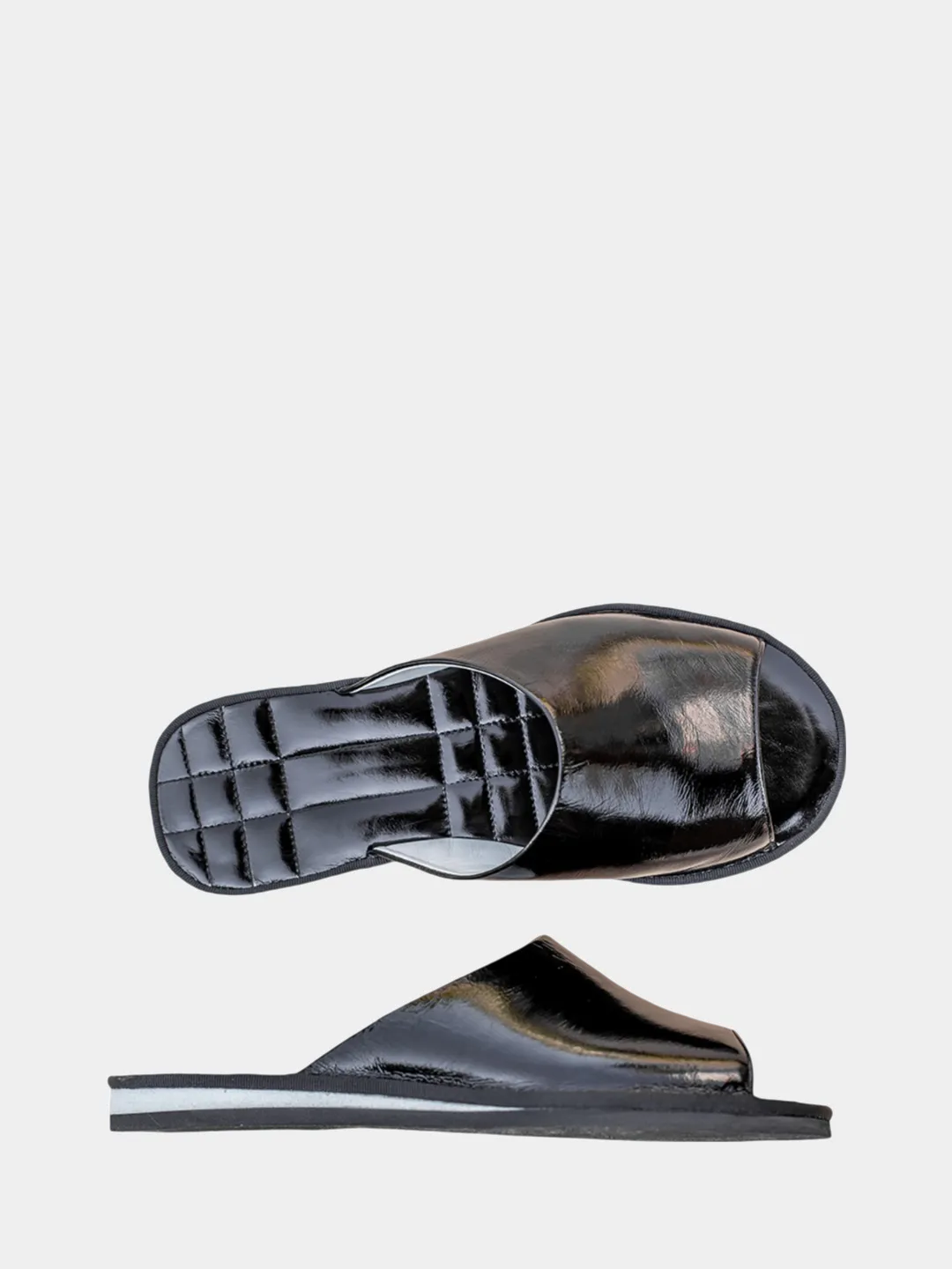 Women's black patent slippers Model 1117 Cowhide Leather