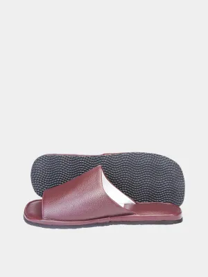Women's burgundy slippers Model 1140 Flotar Leather