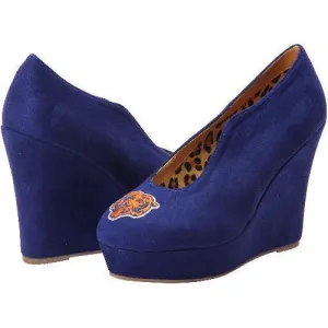 Women's Chicago Bears Cuce Shoes Navy Blue Spirited Wedge Pumps