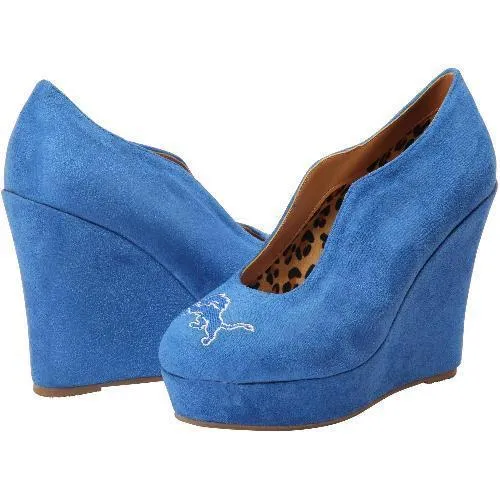 Women's Detroit Lions Cuce Shoes Light Blue Spirited Wedge Pumps