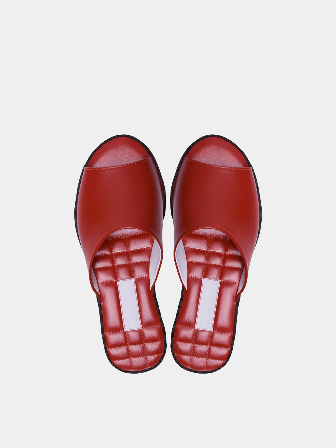 Women's red slippers Model 1115 Cowhide Leather