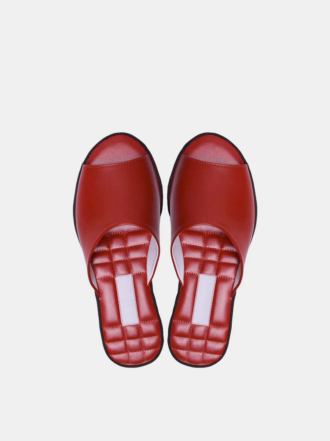 Women's red slippers Model 1115 Cowhide Leather