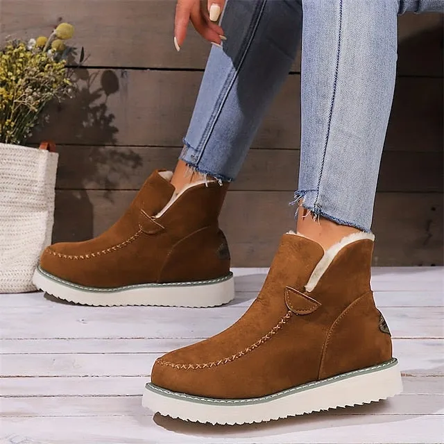 Women's Winter Ankle Boots with Faux Fur Lining and Platform Sole - Cozy and Stylish for Cold Weather