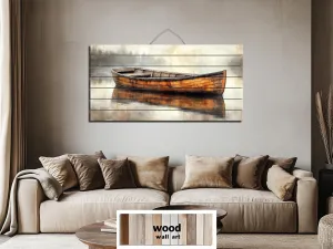 Wooden Canoe In The Lake Real Wood Wall Art