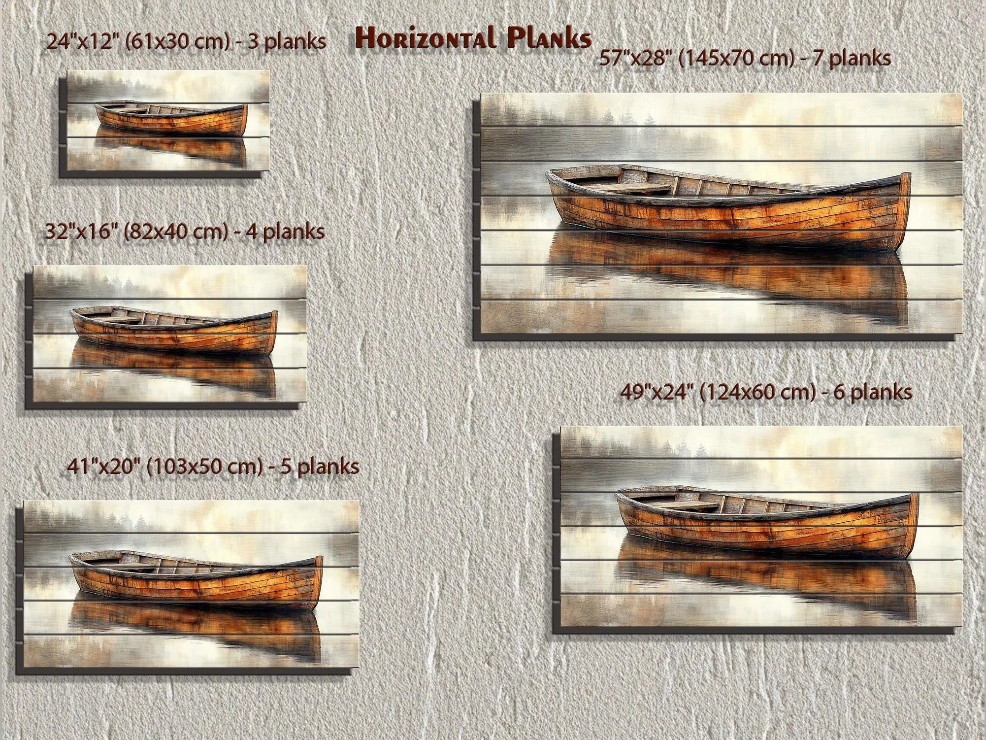 Wooden Canoe In The Lake Real Wood Wall Art