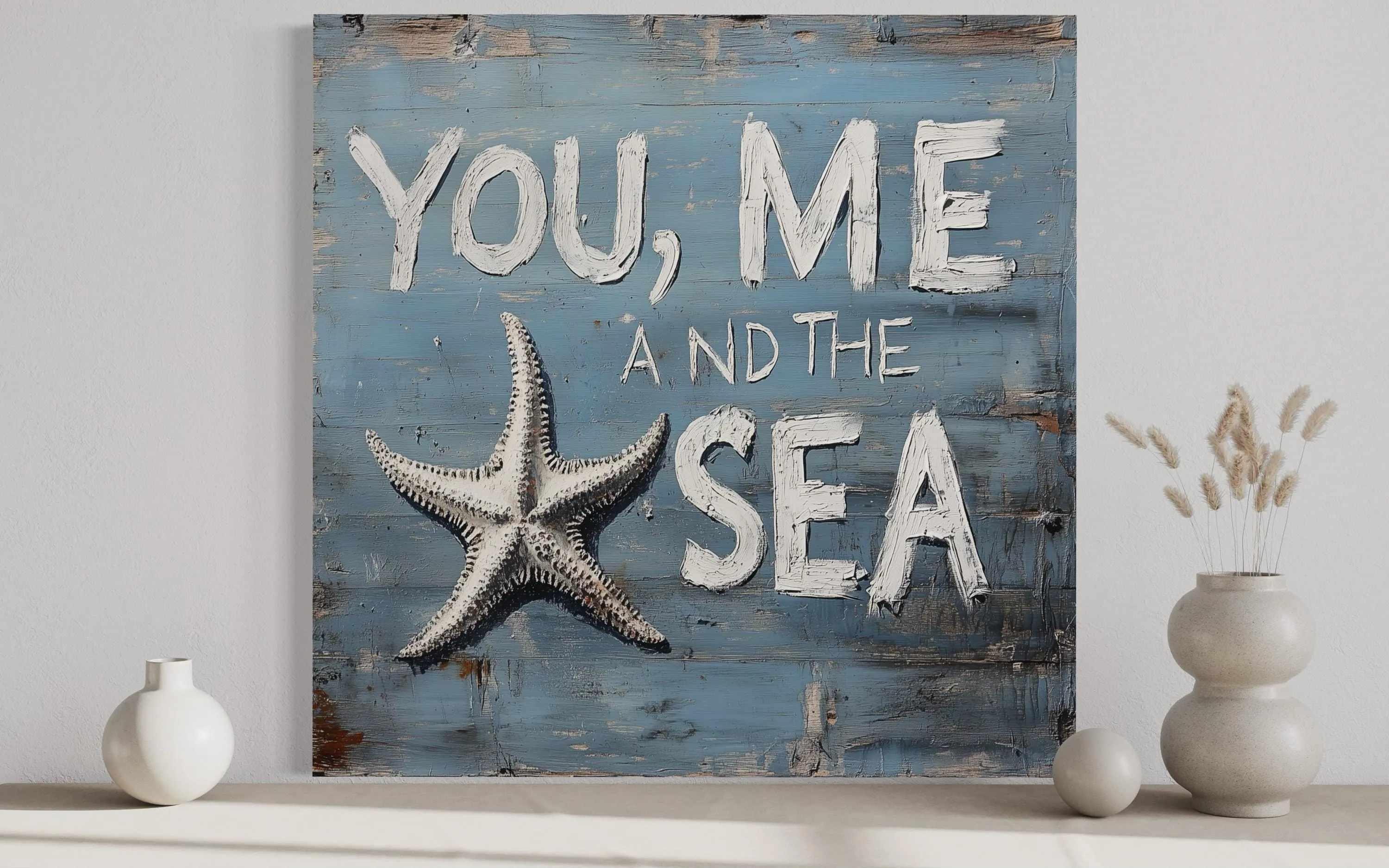 You Me And The Sea Square Canvas Wall Art