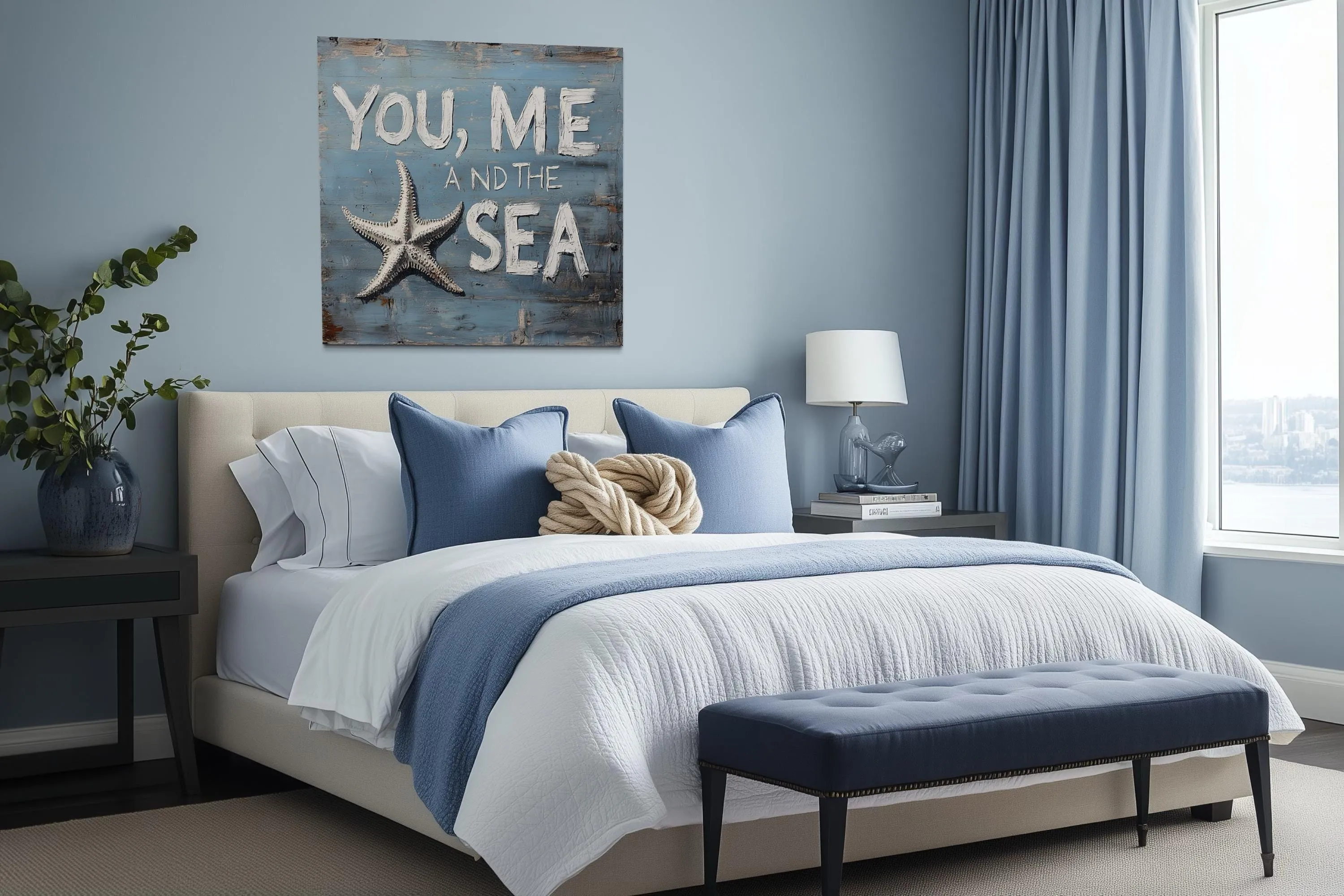 You Me And The Sea Square Canvas Wall Art