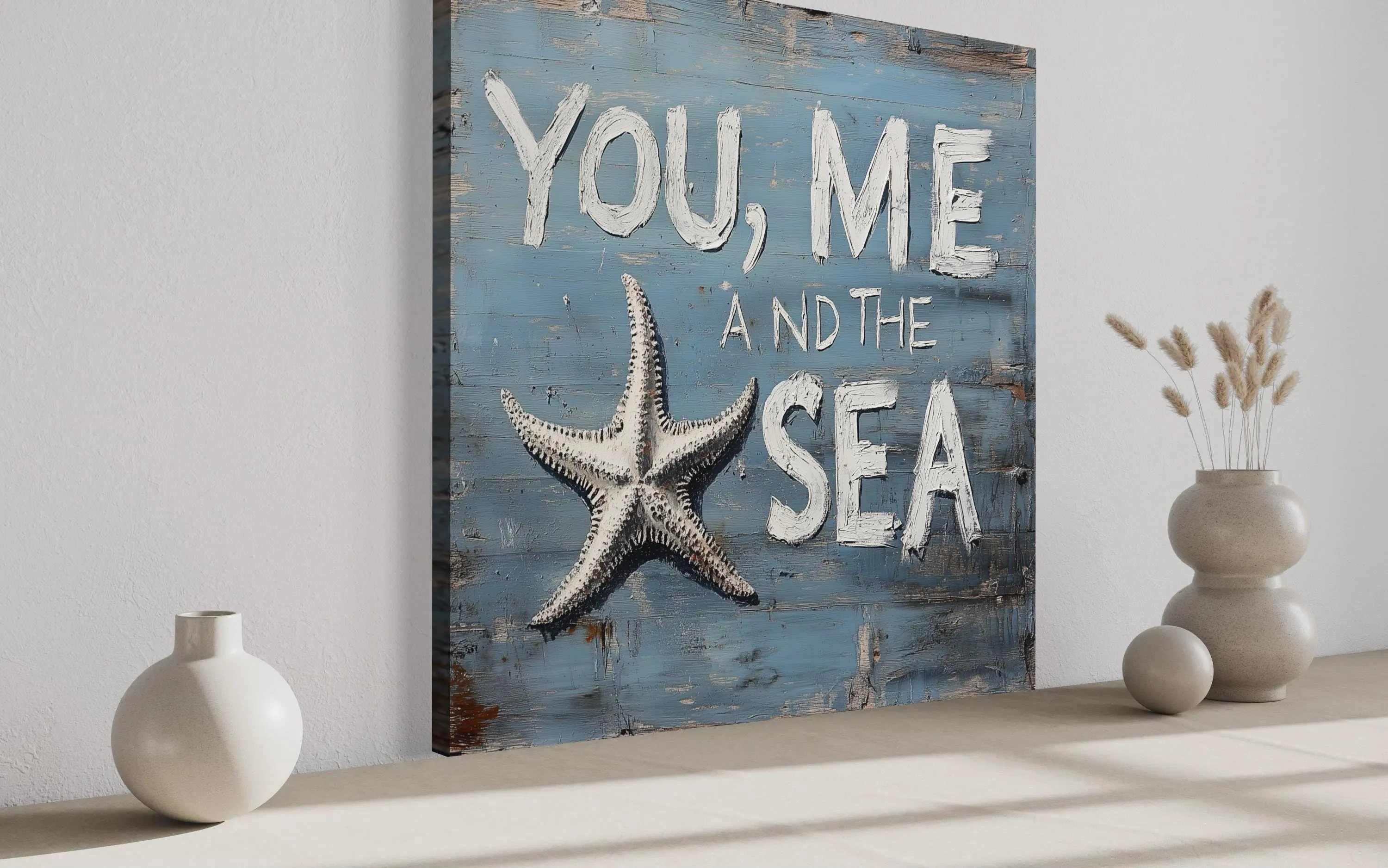 You Me And The Sea Square Canvas Wall Art