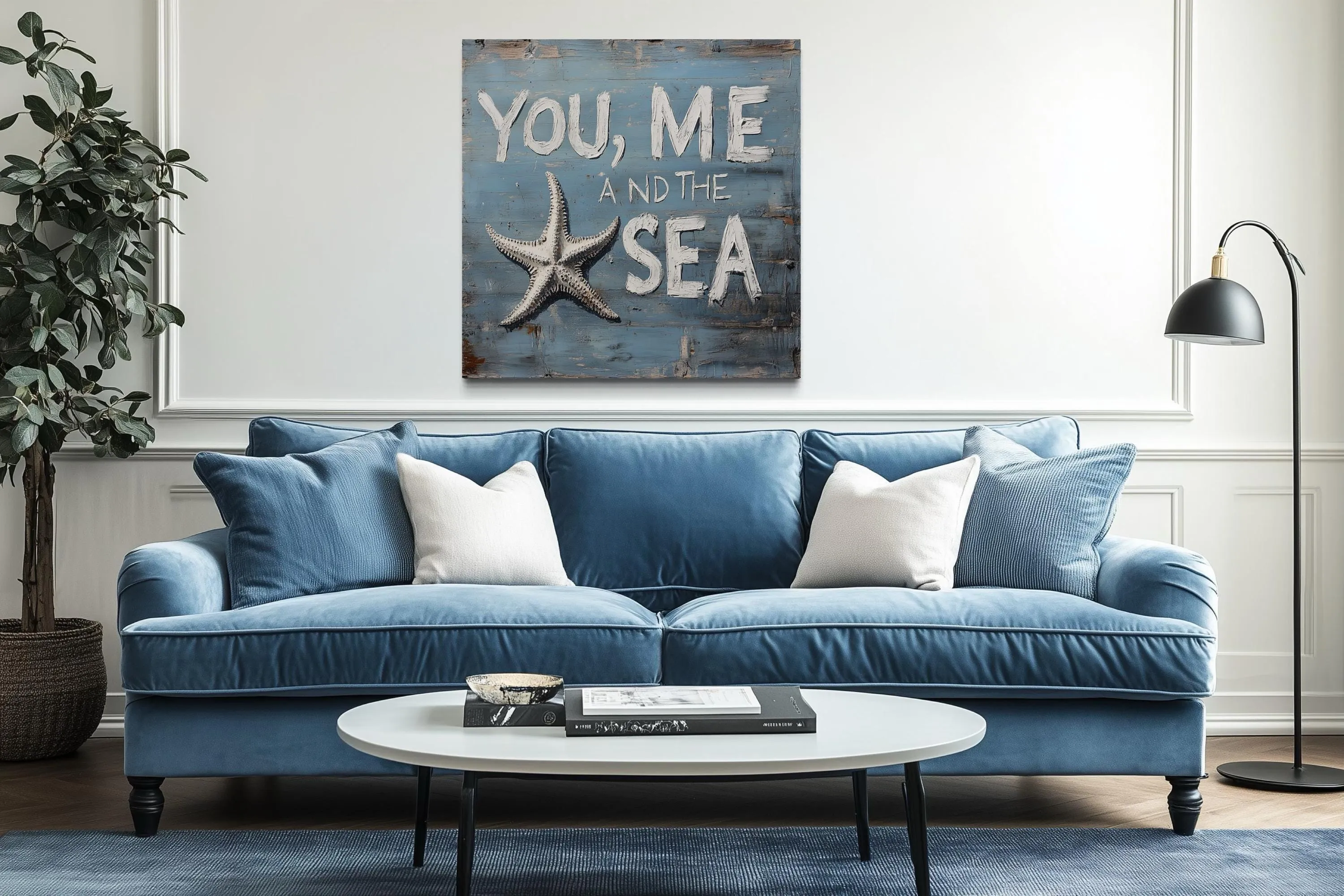 You Me And The Sea Square Canvas Wall Art