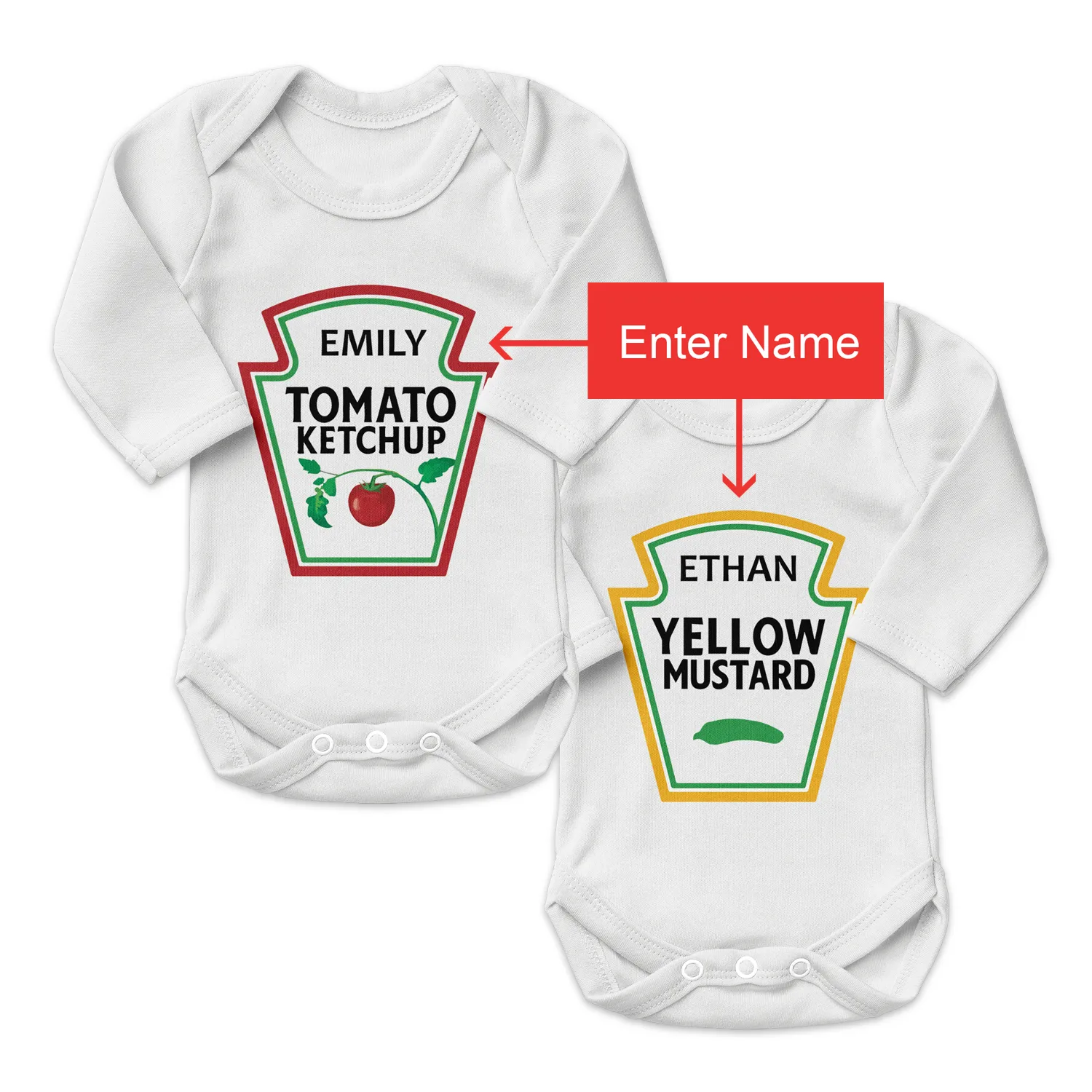 Zeronto Twin Baby Gift Basket - Little Ketchup & Mustard Cuties